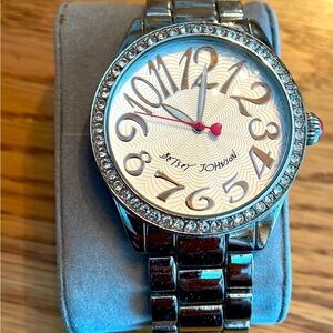 Betsey Johnson Silver Watch with Heart Accents
